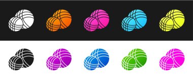 İplik topu simgesini siyah ve beyaz arkaplanda izole et. El yapımı, örgü ya da terzi için etiket. Vektör İllüstrasyonu