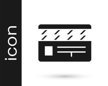 Gri Film alkışlayıcı simgesi beyaz arkaplanda izole edildi. Film alkışlama tahtası. Alkış tahtası işareti. Sinema yapımı ya da medya endüstrisi. Vektör İllüstrasyonu