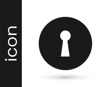 Gri anahtar deliği simgesi beyaz arkaplanda izole edildi. Başarının anahtarı. Anahtar deliği bilmece, gizli, güvenlik kavramını ifade eder. Vektör İllüstrasyonu