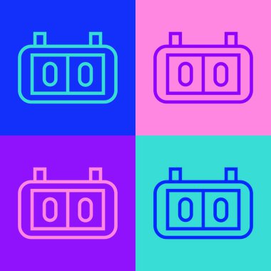 Pop Art Line Sport mekanik skorbordu ve sonuç simgesi renk arkaplanında izole. Vektör İllüstrasyonu