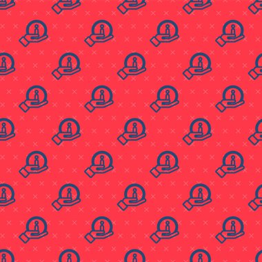 Kırmızı arkaplanda mavi çizgi bilgi simgesi izole edildi. Vektör İllüstrasyonu