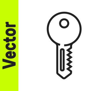 Beyaz arkaplanda siyah çizgi ev anahtarı simgesi izole edildi. Vektör İllüstrasyonu