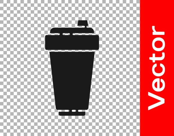 Schwarzes Fitness Shaker Symbol Isoliert Auf Transparentem Hintergrund Sport Shakerflasche — Stockvektor