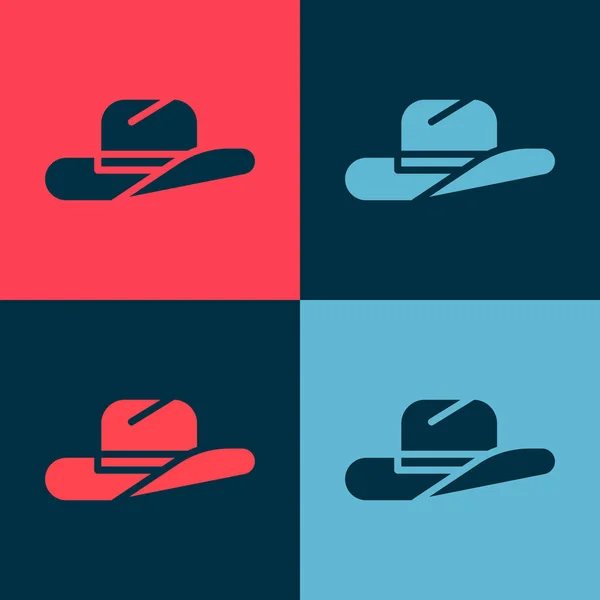 Arte Pop Vaquero Occidental Sombrero Icono Aislado Fondo Color Ilustración — Archivo Imágenes Vectoriales