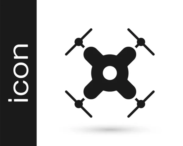Grijze Drone Vliegende Pictogram Geïsoleerd Witte Achtergrond Quadrocopter Met Video — Stockvector
