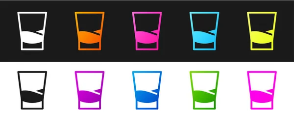 Set Glas Wodka Symbol Isoliert Auf Schwarz Weißem Hintergrund Vektorillustration — Stockvektor