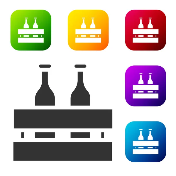 Pack Noir Bouteilles Bière Icône Isolée Sur Fond Blanc Boîte — Image vectorielle