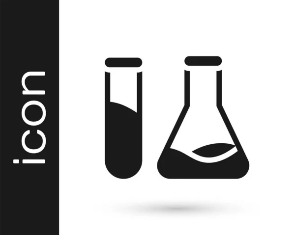 Серый Пробирка Колба Химический Лабораторный Тест Значок Белом Фоне Знак — стоковый вектор