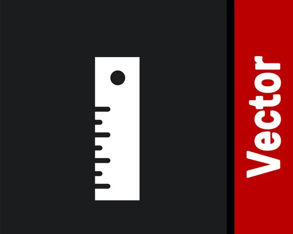Ikona Bílého Pravítka Izolovaná Černém Pozadí Stejný Symbol Vektorová Ilustrace — Stockový vektor