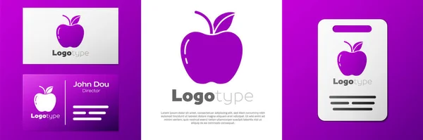 Logotype Apple Icon Isolated White Background Fruit Leaf Symbol Logo — Stock Vector