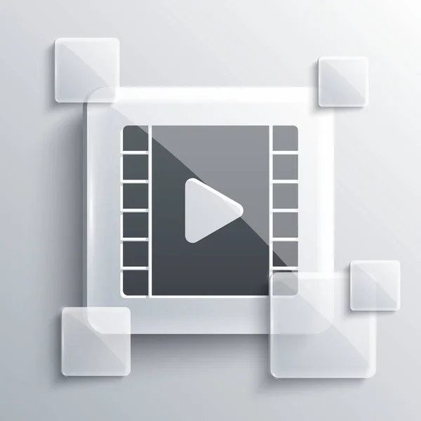 Grau Wiedergabe Video Symbol Isoliert Auf Grauem Hintergrund Filmstreifen Mit — Stockvektor