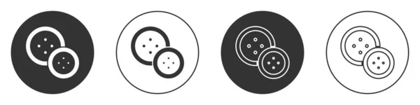 Черная Кнопка Шитья Иконки Одежды Изолированы Белом Фоне Кнопка Одежды — стоковый вектор