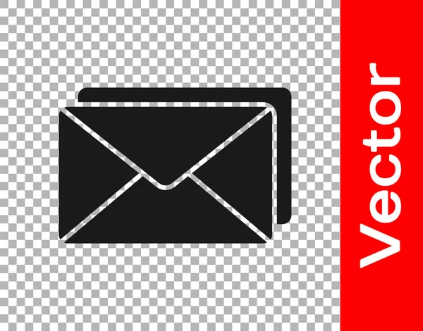 Ícone Envelope Preto Isolado Fundo Transparente Símbolo Letra Mensagem Email — Vetor de Stock