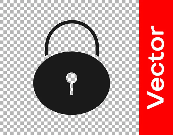 Icône Black Lock Isolée Sur Fond Transparent Panneau Cadenas Sécurité — Image vectorielle