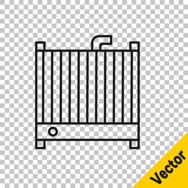 Schwarze Linie Kühler Kühlersystem Symbol Isoliert Auf Transparentem Hintergrund Vektorillustration — Stockvektor