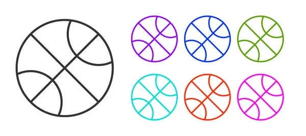 Černá Čára Basketbal Ikona Izolované Bílém Pozadí Sportovní Symbol Nastavit — Stockový vektor