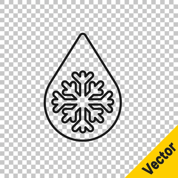 Черная Линия Размораживания Значок Изолирован Прозрачном Фоне Льда Водного Символа — стоковый вектор