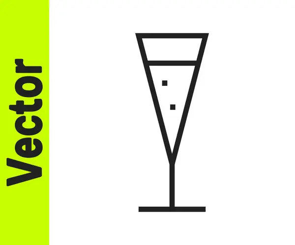 Schwarze Linie Glas Champagner Symbol Isoliert Auf Weißem Hintergrund Vektorillustration — Stockvektor