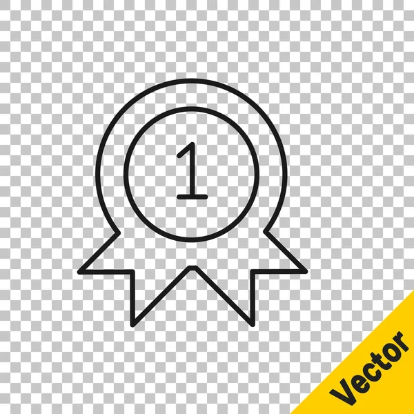 Значок Медали Черная Линия Выделен Прозрачном Фоне Знак Достижения Победителя — стоковый вектор