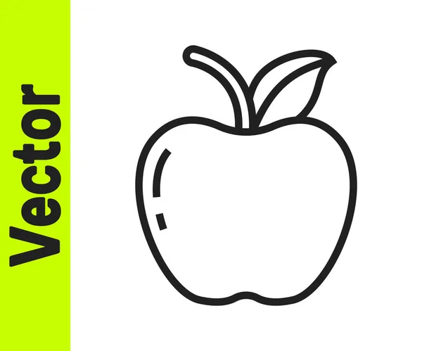 Schwarze Linie Apple Symbol Isoliert Auf Weißem Hintergrund Obst Mit — Stockvektor