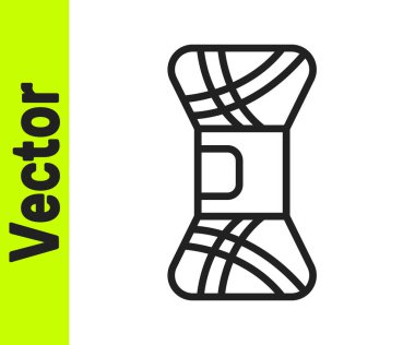 Beyaz arkaplanda siyah çizgi iplik simgesi izole edildi. El yapımı, örgü ya da terzi için etiket. Vektör İllüstrasyonu