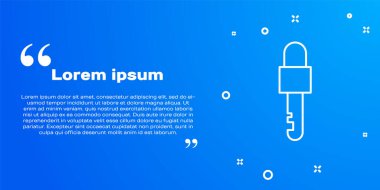 Beyaz çizgi kilitlenmiş anahtar simgesi mavi arkaplanda izole edildi. Vektör İllüstrasyonu