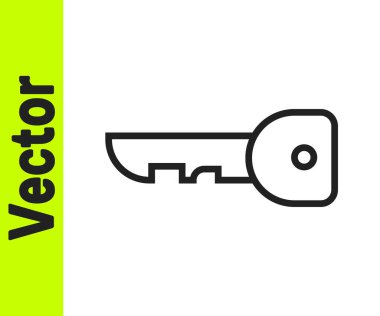 Beyaz arkaplanda siyah çizgi anahtar simgesi izole edildi. Vektör İllüstrasyonu