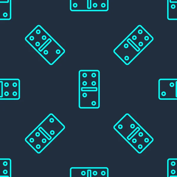 Grön Linje Domino Ikonen Isolerade Sömlösa Mönster Blå Bakgrund Vektor — Stock vektor