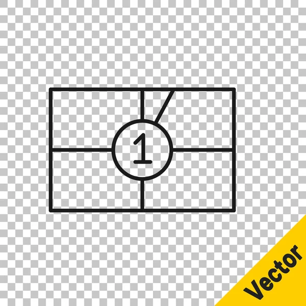 Schwarze Linie Alter Film Countdown Frame Symbol Isoliert Auf Transparentem — Stockvektor