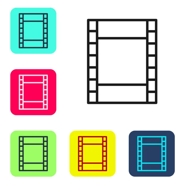 Schwarze Linie Abspielen Video Symbol Isoliert Auf Weißem Hintergrund Filmstreifenschild — Stockvektor