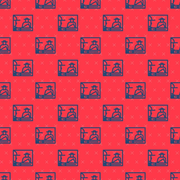 Блакитна Лінія Онлайн Грати Відео Значок Ізольований Безшовний Візерунок Червоному — стоковий вектор