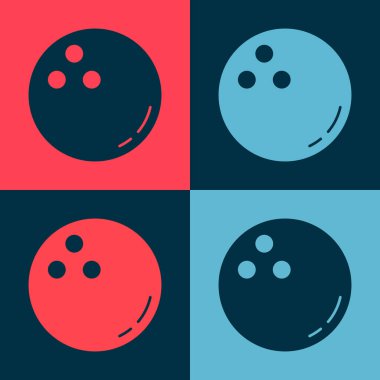Pop Art Bowling topu ikonu renk arkaplanında izole edildi. Spor malzemeleri. Vektör İllüstrasyonu