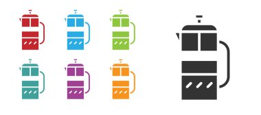 Siyah Fransız basın simgesi beyaz arkaplanda izole edildi. Simgeleri renklendirin. Vektör İllüstrasyonu