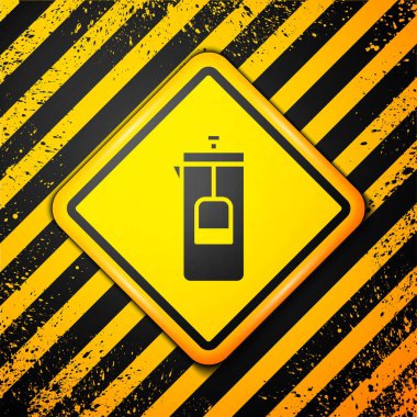 Siyah Fransız basın simgesi sarı arka planda izole edildi. Uyarı işareti. Vektör İllüstrasyonu