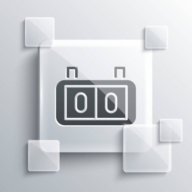 Gri Spor mekanik skorbordu ve sonuç olarak görüntü simgesi gri arkaplanda izole edildi. Kare cam paneller. Vektör İllüstrasyonu