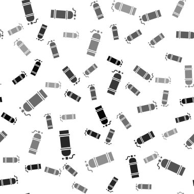 Siyah Aqualung simgesi beyaz arkaplanda izole edilmiş kusursuz desen. Dalgıçlar için oksijen tüpü. Dalış ekipmanları. Olağanüstü bir spor. Spor malzemeleri. Vektör İllüstrasyonu