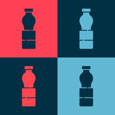 Renkli arka planda izole edilmiş bir şişe su ikonu. Soda su içme tabelası. Vektör İllüstrasyonu