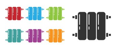 Siyah ısıtma radyatörü simgesi beyaz arkaplanda izole edilmiş. Simgeleri renklendirin. Vektör İllüstrasyonu