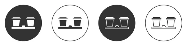 Schwarze Kaffeetasse Symbol Isoliert Auf Weißem Hintergrund Kreis Taste Vektorillustration — Stockvektor