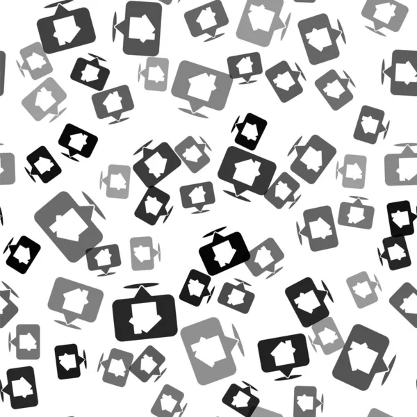 Schwarzer Kartenzeiger Mit Haussymbol Isoliert Nahtloses Muster Auf Weißem Hintergrund — Stockvektor