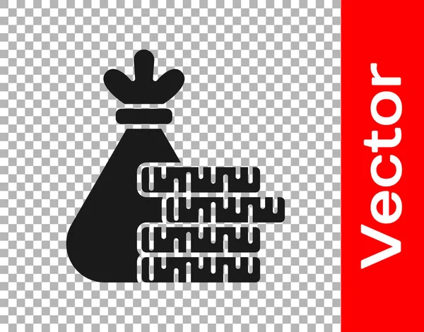 Black Money Sac Icône Pièce Isolé Sur Fond Transparent Dollar — Image vectorielle