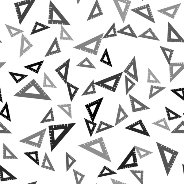 Schwarzes Dreieckiges Lineal Symbol Isoliert Nahtloses Muster Auf Weißem Hintergrund — Stockvektor