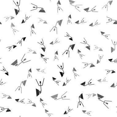 Siyah Film spot ışığı ikonu beyaz arkaplanda izole edilmiş kusursuz desen. Işık efekti. Sahne, Stüdyo, Gösteri. Vektör İllüstrasyonu