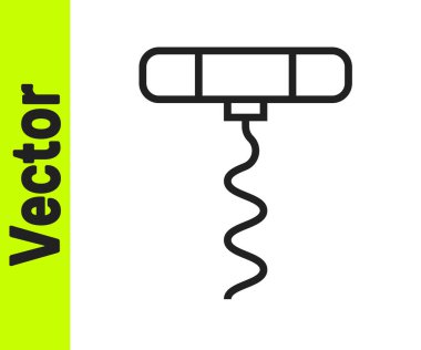 Beyaz arka planda siyah çizgi şarap tirbuşon simgesi izole edildi. Vektör İllüstrasyonu