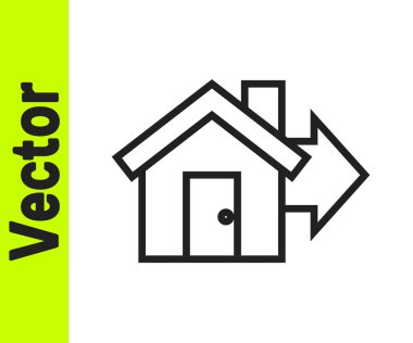 Siyah çizgili ev ikonu beyaz arka planda izole edilmiş. Ev konsepti al. Ev kredisi konsepti, kira, mülk satın alma. Vektör İllüstrasyonu