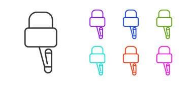 Siyah çizgili maymuncuklar ya da maymuncuklar beyaz arkaplanda izole edilmiş kilit açma simgesi. Simgeleri renklendirin. Vektör İllüstrasyonu