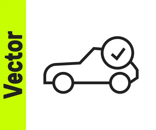 Black Line Auto Service Check Icono Automotriz Aislado Sobre Fondo — Vector de stock