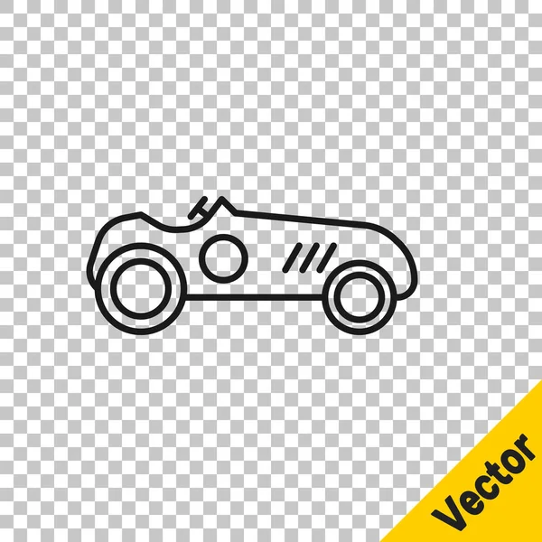 Black Line Vintage Sport Racing Car Icon Isolated Transparent Background — Stock Vector