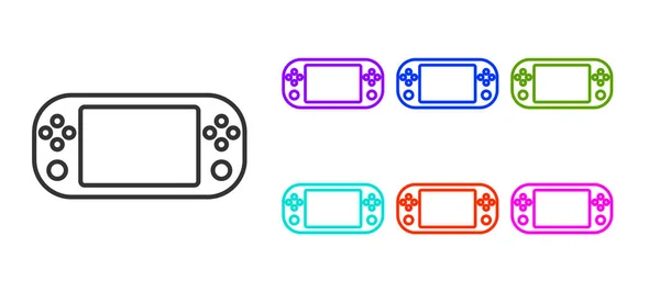 Black Line Portable Video Game Console Icon Isolated White Background — 스톡 벡터