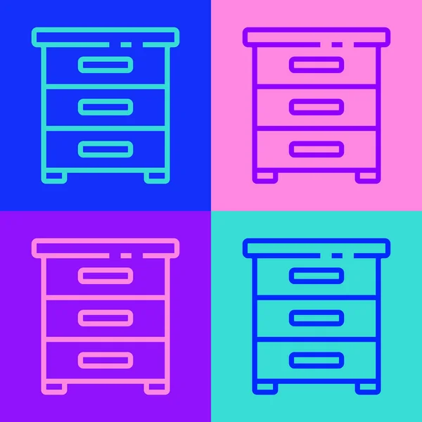 Pop Konst Linje Låda Med Dokument Ikon Isolerad Färg Bakgrund — Stock vektor